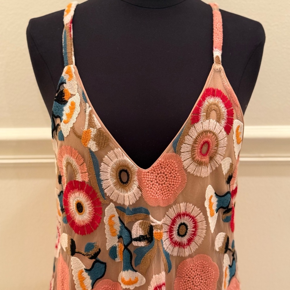 ELLIATT Revolve Floral Embroidered Nude + Pink V-Neck Maxi Evening Dress $489 - Picture 8 of 16